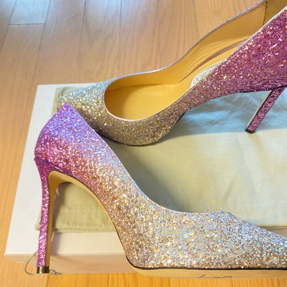 Jimmy Choo Romy 100 mm shaded coarse glitter pumps - Picture 7 of 16